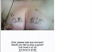 Omegle Game - Chubby Slut Abuses Tits