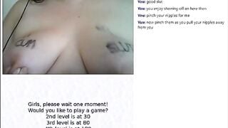 Omegle Game - Chubby Slut Abuses Tits