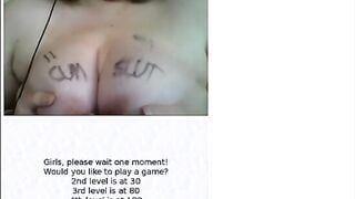 Omegle Game - Chubby Slut Abuses Tits