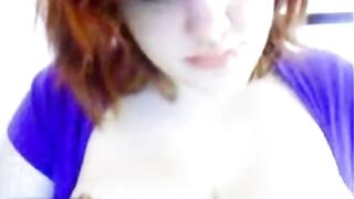 Busty Chubby Redhead Plays With Big Tits