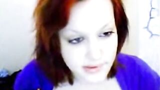 Busty Chubby Redhead Plays With Big Tits