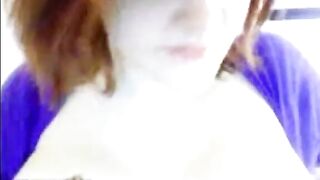Busty Chubby Redhead Plays With Big Tits