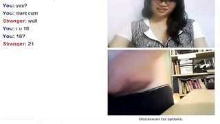Omegle Asian Teen Watches Guy Cum