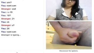 Omegle Asian Teen Watches Guy Cum