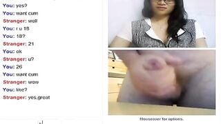 Omegle Asian Teen Watches Guy Cum