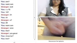 Omegle Asian Teen Watches Guy Cum