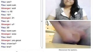 Omegle Asian Teen Watches Guy Cum