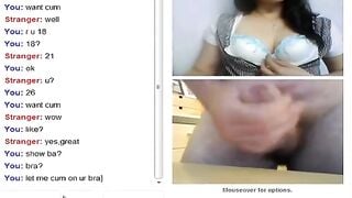 Omegle Asian Teen Watches Guy Cum