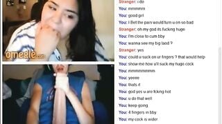 Omegle Cute BBW Suck 4 Fingers And Flash Huge Tits