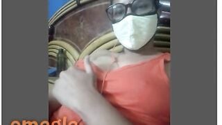 Omegle Masked Indian Girl Plays With Tits
