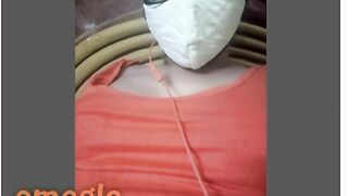 Omegle Masked Indian Girl Plays With Tits