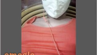 Omegle Masked Indian Girl Plays With Tits