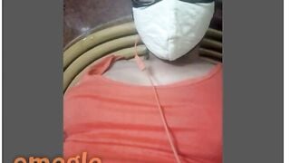 Omegle Masked Indian Girl Plays With Tits
