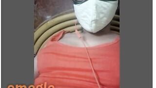 Omegle Masked Indian Girl Plays With Tits