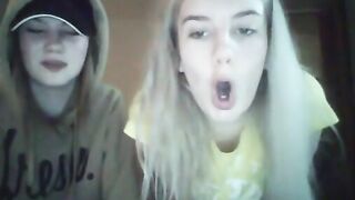 Two blonde teens twerk