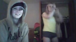 Two blonde teens twerk