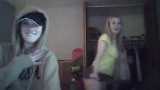 Two blonde teens twerk