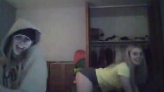 Two blonde teens twerk