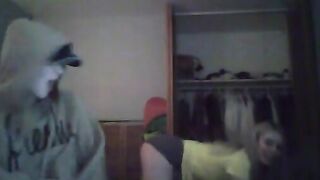 Two blonde teens twerk