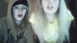 Two blonde teens twerk