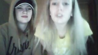 Two blonde teens twerk
