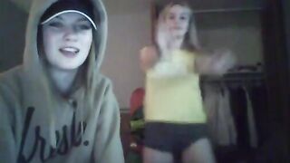 Two blonde teens twerk