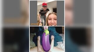 Omegle blonde mouth open tongue out reaction