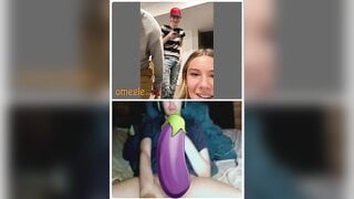 Omegle blonde mouth open tongue out reaction