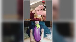 Omegle blonde mouth open tongue out reaction