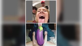 Omegle blonde mouth open tongue out reaction