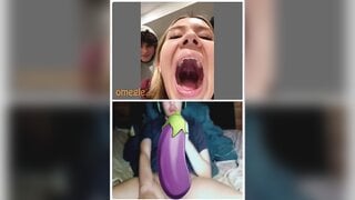 Omegle blonde mouth open tongue out reaction