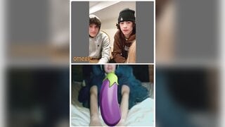 Omegle blonde mouth open tongue out reaction