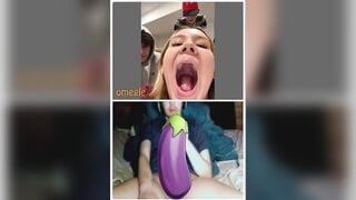 Omegle blonde mouth open tongue out reaction