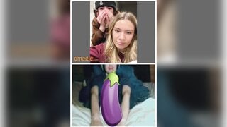Omegle blonde mouth open tongue out reaction