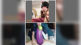 Omegle blonde mouth open tongue out reaction