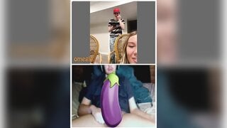 Omegle blonde mouth open tongue out reaction