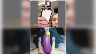 Omegle blonde mouth open tongue out reaction