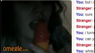 Omegle Pierced Tattooed Punk Plays with a Rainbow Plastic Dick