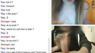 Omegle Girl Wet Over Huge Cock