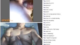 Omegle girl worships big cock