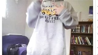Busty shy girl flash her tittes
