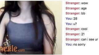 Petite Brunette Flashes And Rubs Lotion On Her Boobs