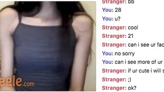Petite Brunette Flashes And Rubs Lotion On Her Boobs