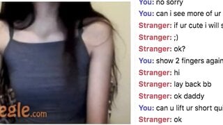 Petite Brunette Flashes And Rubs Lotion On Her Boobs