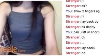 Petite Brunette Flashes And Rubs Lotion On Her Boobs