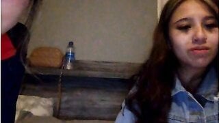 Teen with braces shows bra and nipple