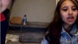 Teen with braces shows bra and nipple
