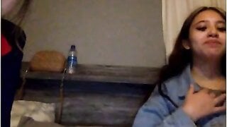 Teen with braces shows bra and nipple