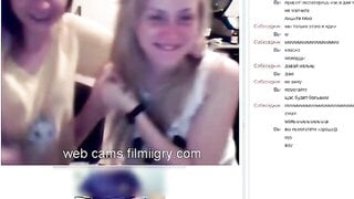 Two girlfriends staged a show for a guy