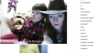 Three girls look at my masturbation